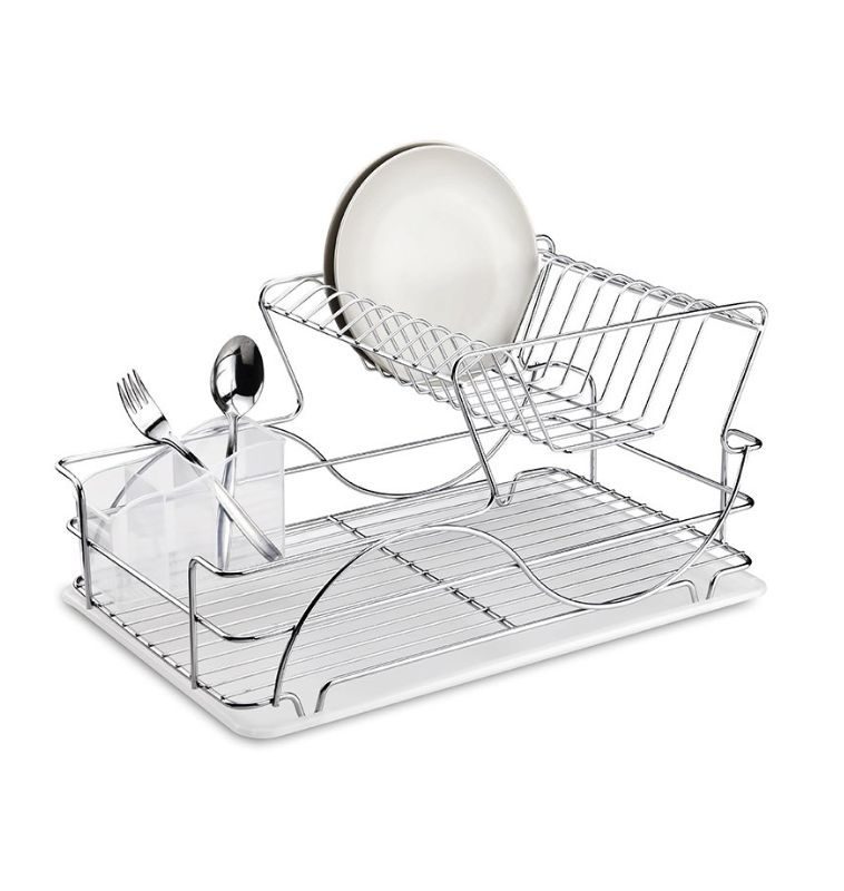 Teknotel Dish Drainer Two Tiers with Cutlery and Tray / Chrome