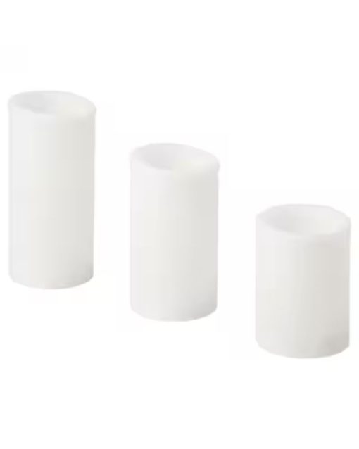 IKEA ÄDELLÖVTRÄD LED Block Candle Set Of 3 White/Indoor