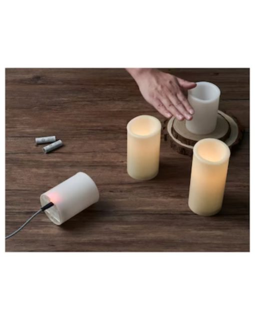 IKEA ÄDELLÖVTRÄD LED Block Candle Set Of 3 White/Indoor - Image 7