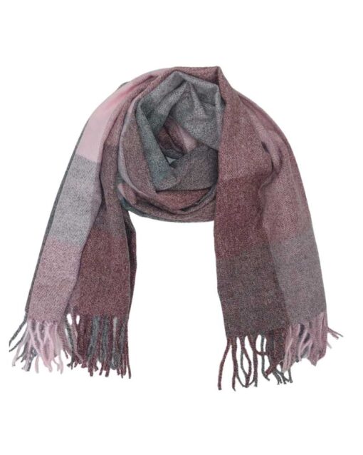 Pink & Grey Checked Women's Scarf