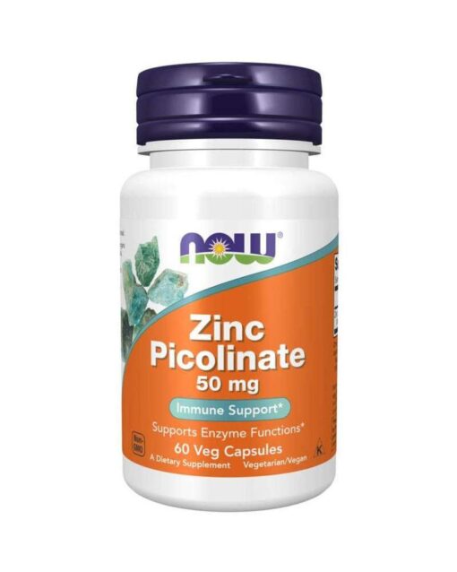 NOW Foods Zinc Picolinate 50mg Vitamins 60 Veg Capsules