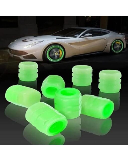 Luminous Tire Valve Cap Green 4pcs
