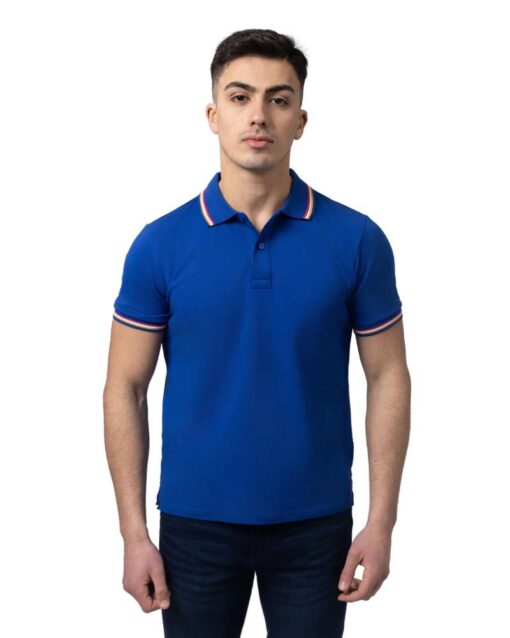 SOFT BLUE Men's Contrast Trim Polo Shirt
