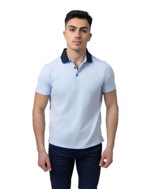 SOFT BLUE Men's Contrast Collar Polo Shirt