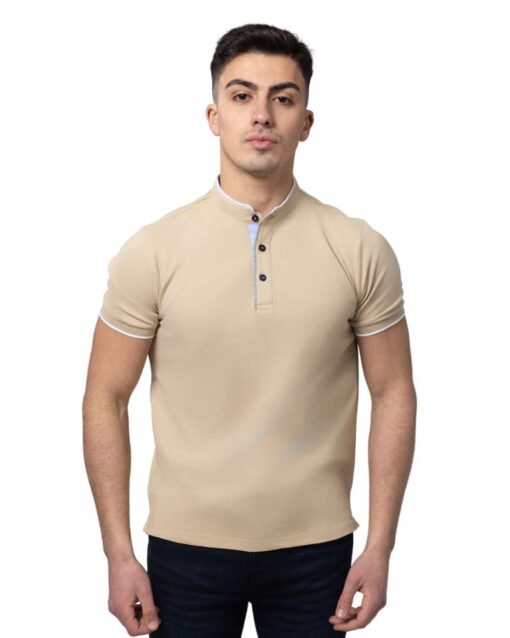 SOFT BLUE Men's Stand Collar Polo Shirt