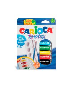 CARIOCA Tempera Set Of 7 X10Ml W/ Brush & Palette