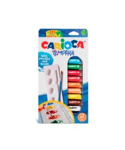 CARIOCA Tempera Set Of 12 X 10Ml W/ Palette & Brus