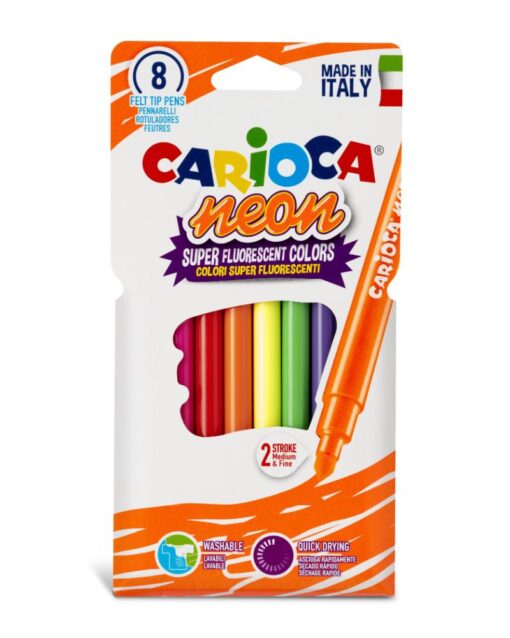 CARIOCA Neon Super Fluo Felt Tip Pens Set Of 8