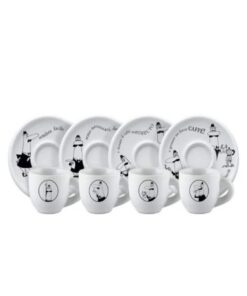 BIALETTI Set of 4 Cups & saucers 80ML White Porcelain