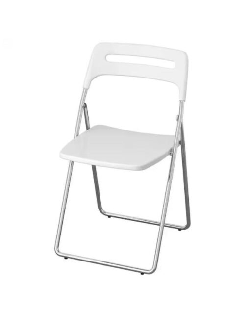 IKEA NISSE Folding Chair High Gloss White/Chrome Plated
