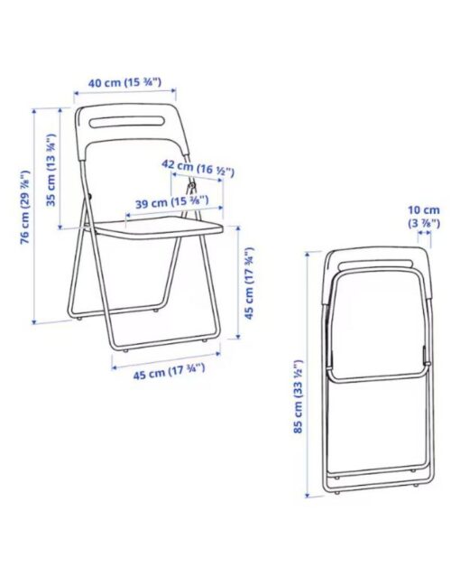 IKEA NISSE Folding Chair High Gloss White/Chrome Plated - Image 8