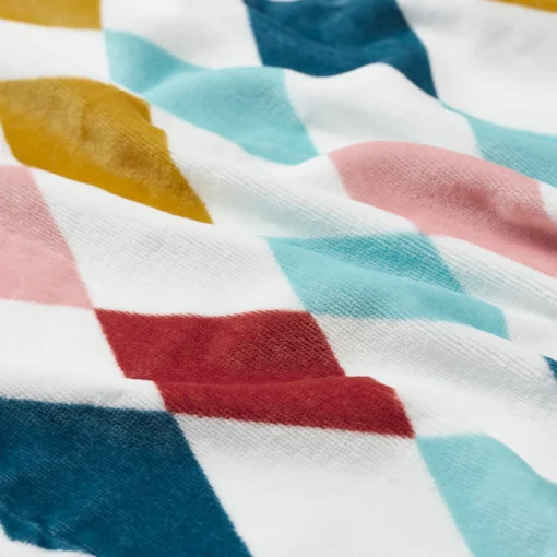 IKEA BUSENKEL Bath Poncho with Hood Harlequin Pattern/Multicolour 70x55 cm - Image 4