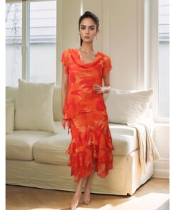 Orange Floral Two-Piece Set