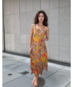 Vibrant Animal Print Sleeveless Midi Dress