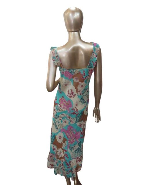 Multicolor Paisley Print Ruffle Midi Dress - Image 3