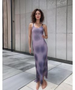 Grey Sleeveless Maxi Dress with Spaghetti Straps