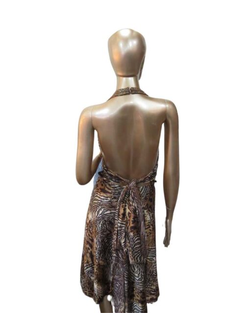 Elegant Animal Print Halter Midi Dress - Image 3