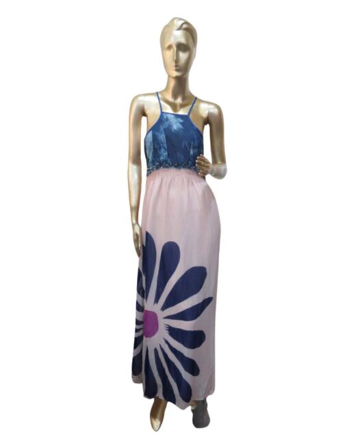 Casual Denim & Floral Maxi Dress - Image 2