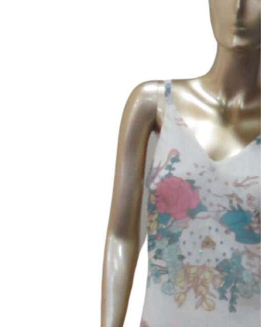 White Floral Maxi Dress with Soft Layers - Image 3