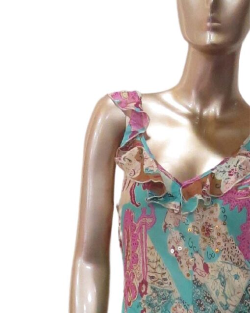 Multicolor Paisley Print Ruffle Midi Dress - Image 2