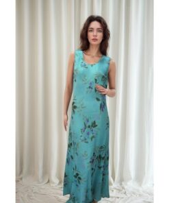 Green Dress with Delicate Floral Prints
