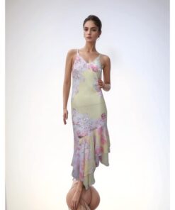 Yellow Floral Maxi Dress with Soft Layers