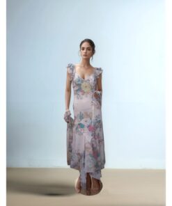 White Floral Maxi Dress with Flutter Sleeves
