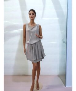 Draped Sleeveless Mini Dress with Waist Detail