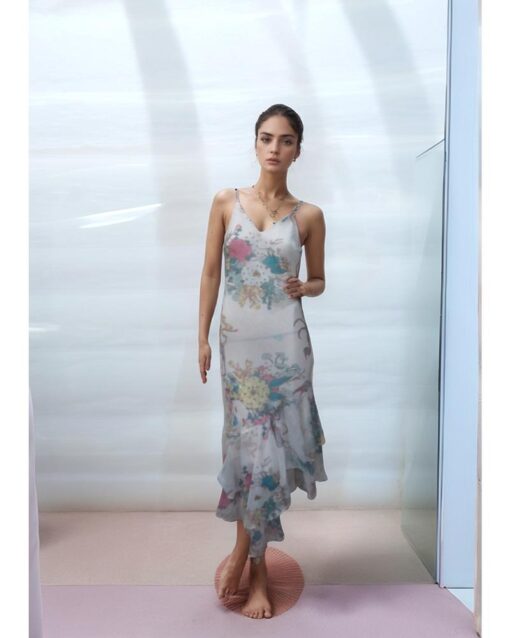 White Floral Maxi Dress with Soft Layers