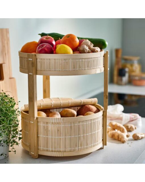 IKEA KANELMOTT Vegetable/Fruit Basket Set of 2 Bamboo - Image 4