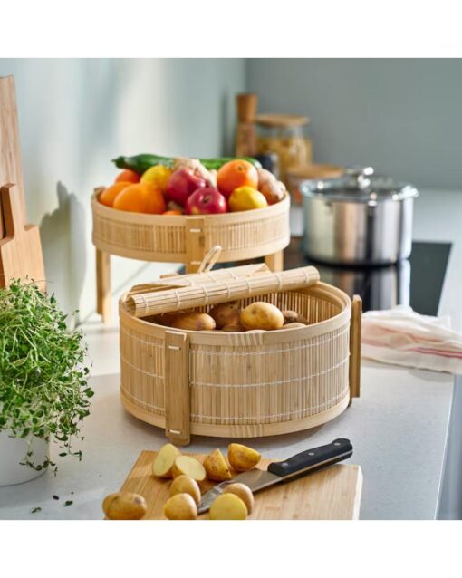 IKEA KANELMOTT Vegetable/Fruit Basket Set of 2 Bamboo - Image 5
