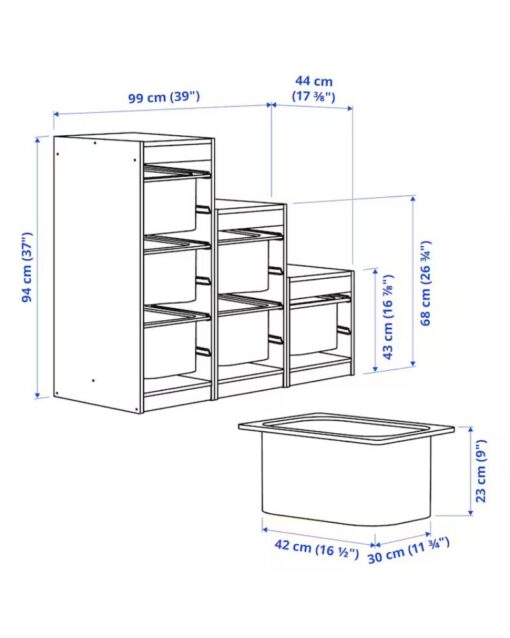 IKEA TROFAST White Storage Combination with Boxes 99x44x94 cm - Image 4