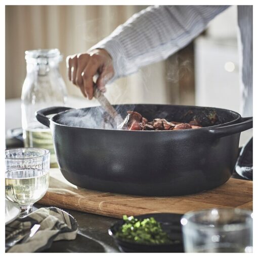 IKEA VARDAGEN Casserole with Lid Enamelled Cast Iron Matt/Black 6.5 l - Image 4