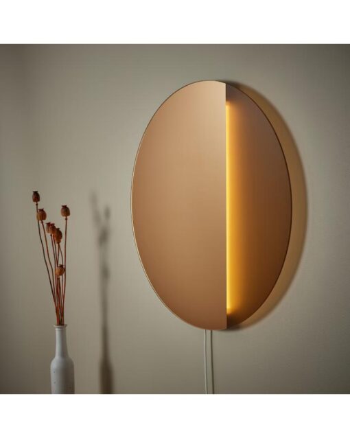 IKEA VARMBLIXT Round LED Wall Mirror Lamp Bronze Color - Image 2