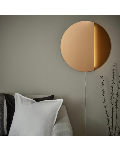 IKEA VARMBLIXT Round LED Wall Mirror Lamp Bronze Color - Image 3