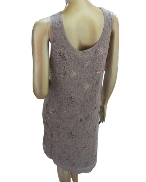 Embroidered Sleeveless Lace Grey Dress - Image 2