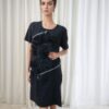 Black Floral Appliqué Short Dress