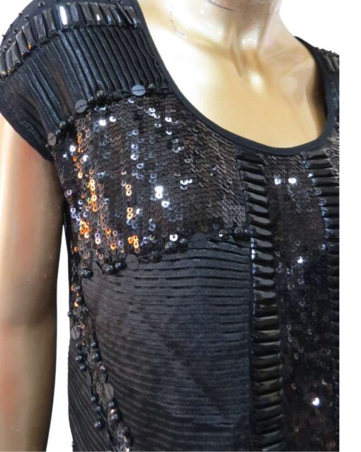 Black Sequin Dress with Textured Details - Image 4