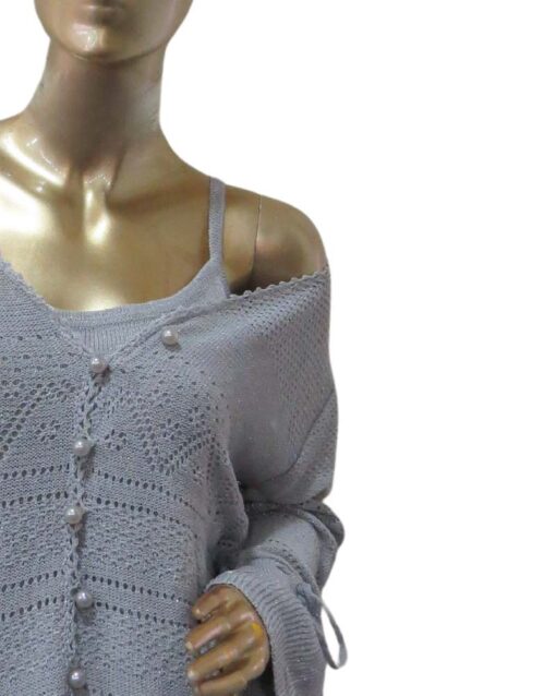 Twins Top Set Tank Top & Knit Button-Down Cardigan - Image 2
