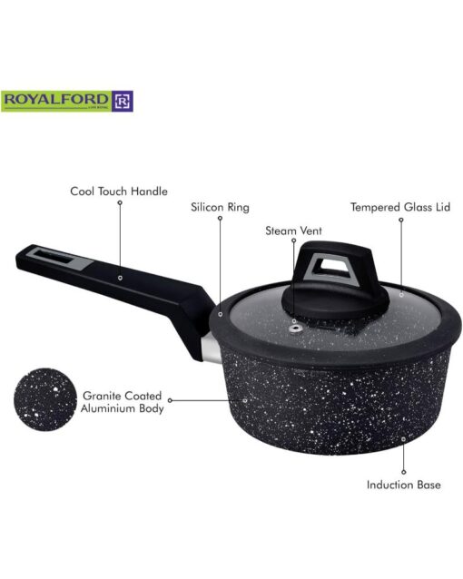 ROYALFORD CHEF Art Aluminium Cookware Set 7 Pieces Black - Image 5