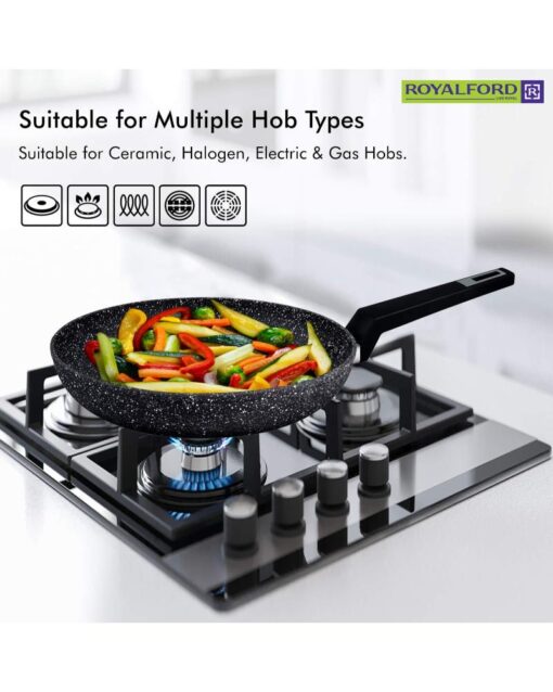 ROYALFORD CHEF Art Aluminium Cookware Set 7 Pieces Black - Image 8
