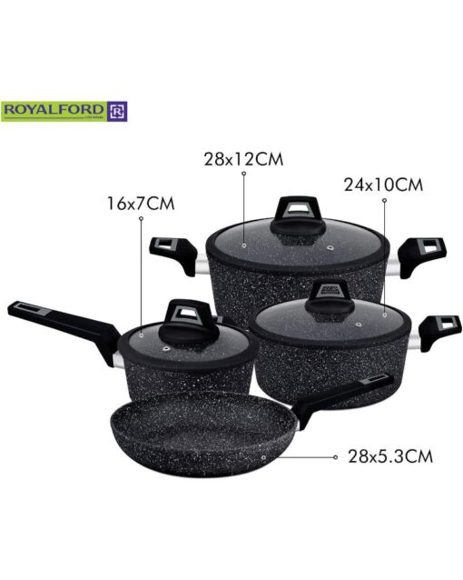 ROYALFORD CHEF Art Aluminium Cookware Set 7 Pieces Black - Image 3