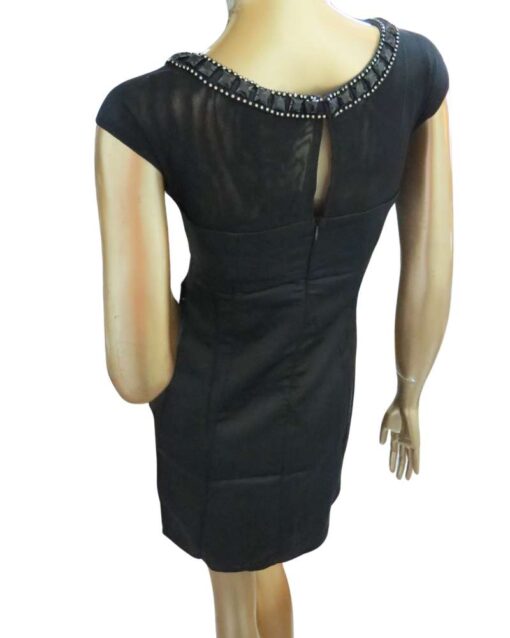 Black Short Dress with Beaded Detailing - Image 3