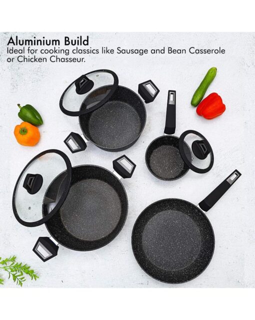 ROYALFORD CHEF Art Aluminium Cookware Set 7 Pieces Black - Image 7
