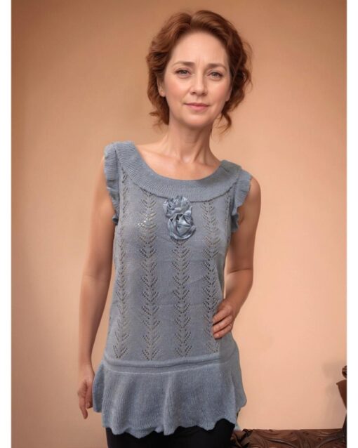 Knit Sleeveless Top with Floral Accent