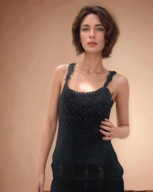 Black Crochet Lace Tank Top