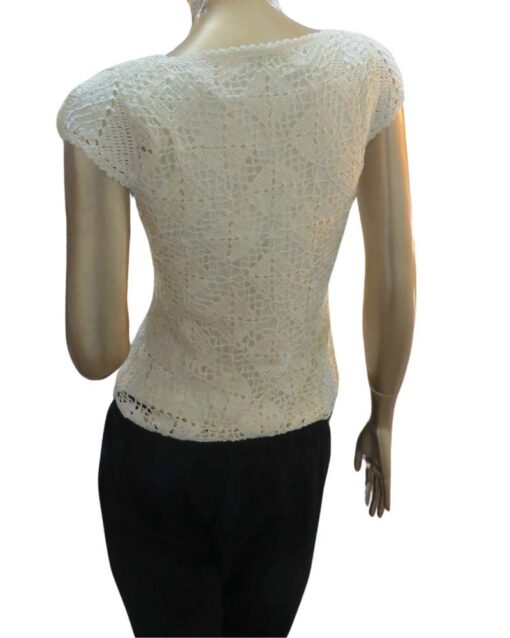Elegant White Crochet Cap Sleeve Top - Image 4