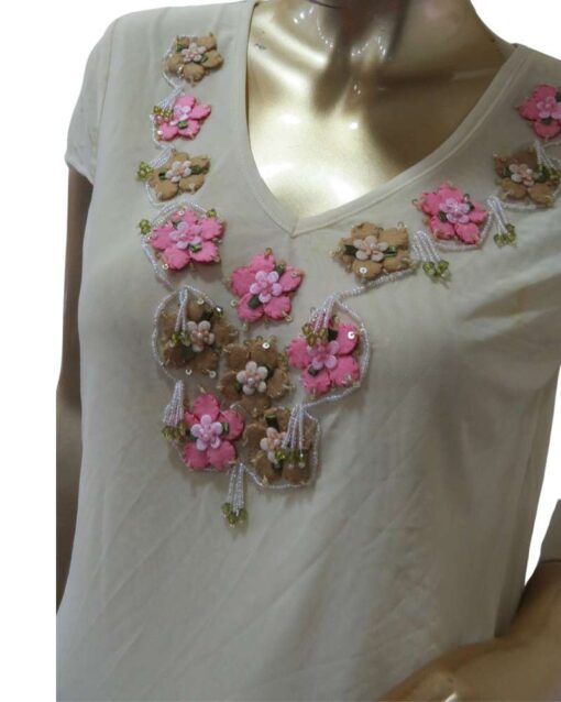 V-Neck Top with Floral Embroidery - Image 2