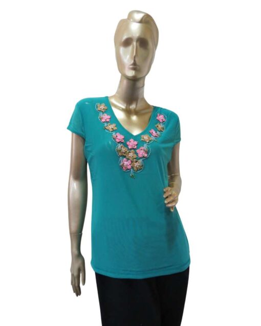V-Neck Top with Floral Embroidery - Image 7