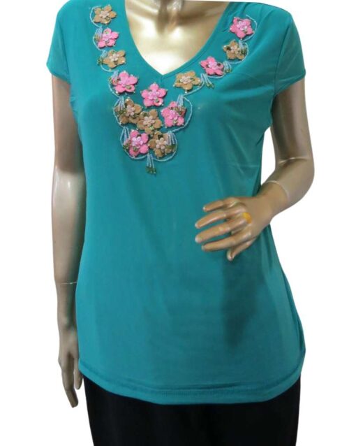 V-Neck Top with Floral Embroidery - Image 8